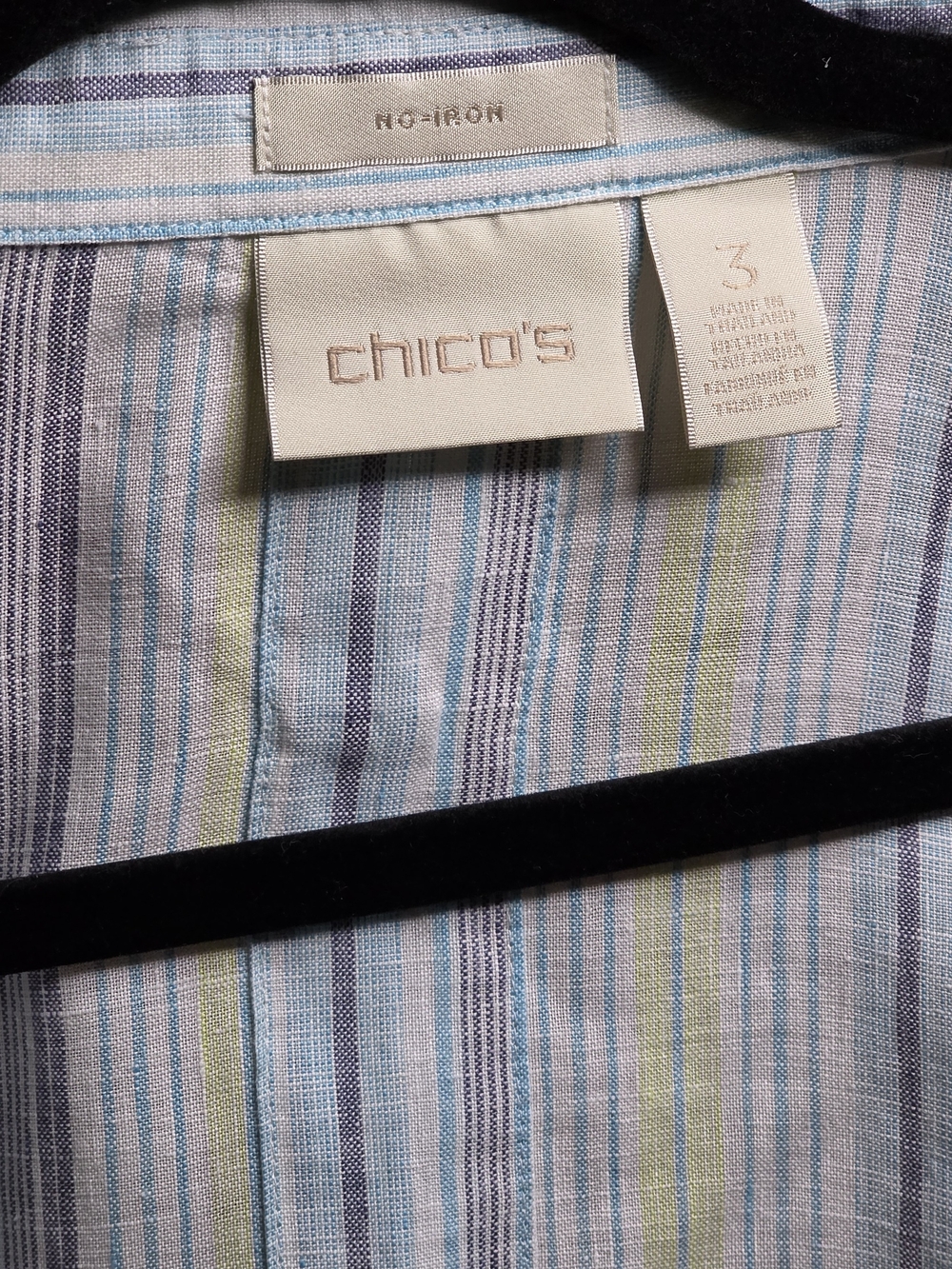 Chico's Striped Lightweight Shirt Jacket - Blue & Green - Picture 2 of 3